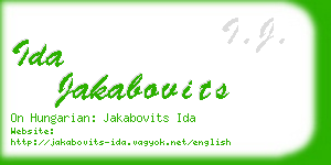 ida jakabovits business card